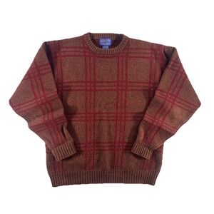 Vintage Pendleton Sweater Men's Large Burnt Orange Pullover 100% Wool Indie Fall